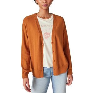 Lucky Brand XL Rust Orange Brown Oversized Relaxed Fit Cloud Soft Knit Cardigan